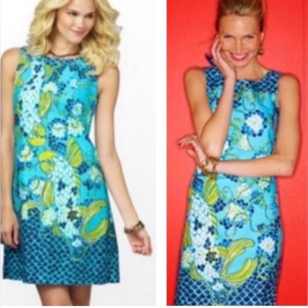 Lilly Pulitzer size for blue floral, check shell tank sleeveless dress